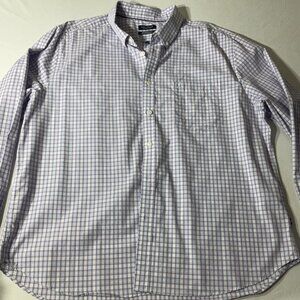 Nautica Mens Size XXL  Wrinkle Resistant Purple Checkered Long Sleeve Button-U